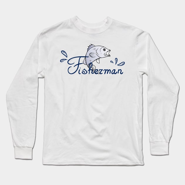 Jumping Fish Fisherman Long Sleeve T-Shirt by TNMGRAPHICS